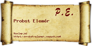 Probst Elemér névjegykártya